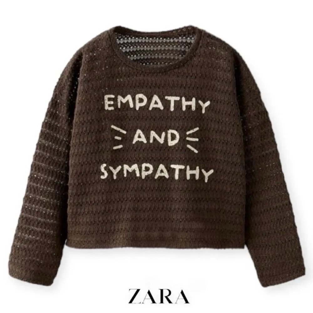 Zara kids, Brown, text knit shirt, 3-4 years